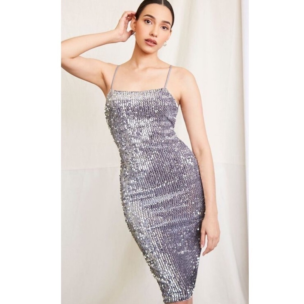 Sequin velour midi bodycon dress nwot